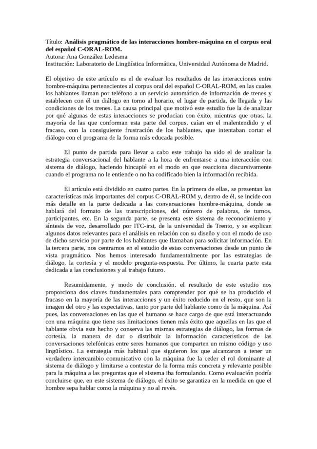 Análisis pragmático de las interacciones hombre-máquina en el corpus oral del español CORAL-ROM - Imagen 2